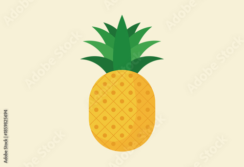 Playful Minimalist Pineapple Illustration in Cheerful Yellow and Green Tones
