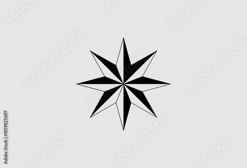 Minimalist Black and White Compass Rose Design on Soft Grey Background for Modern Aesthetic