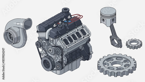 car engine isolated on white
