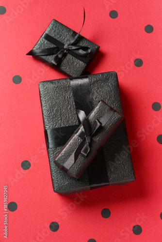 Gift boxes and confetti on ...