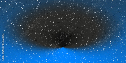 Black hole with blue gradient halo and starry space, radiating cosmic depth and gravitational pull