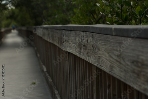 Weathered Wooden Railing on Tower Boardwalk, Weedon Island Preserve