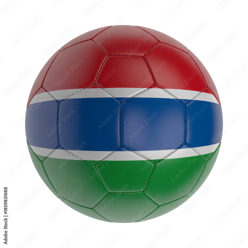 Naklejka premium Gambia soccer ball for world cup fever, vibrant colors of nation pride, sports enthusiasm, and athletic competition spirit
