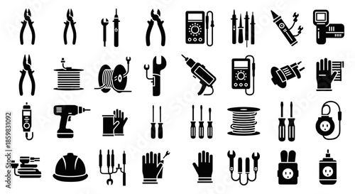 Collection of Various Tools and Equipment Icons.