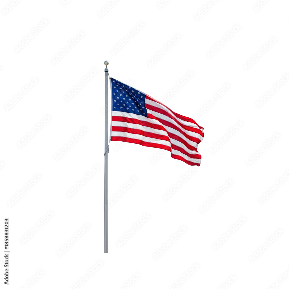 Fototapeta premium American flag waving against Transparent Background