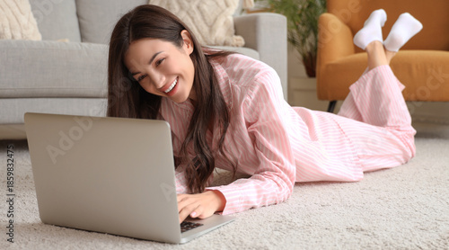 Female freelancer in pink p...
