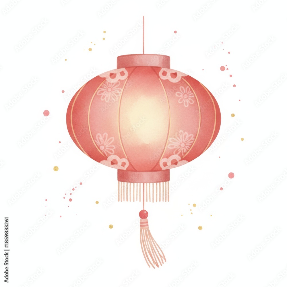 Obraz premium Elegant Lantern of the East: A soft, radiant depiction of a traditional lantern, adorned with intricate designs, symbolizing hope, celebration, and cultural heritage.