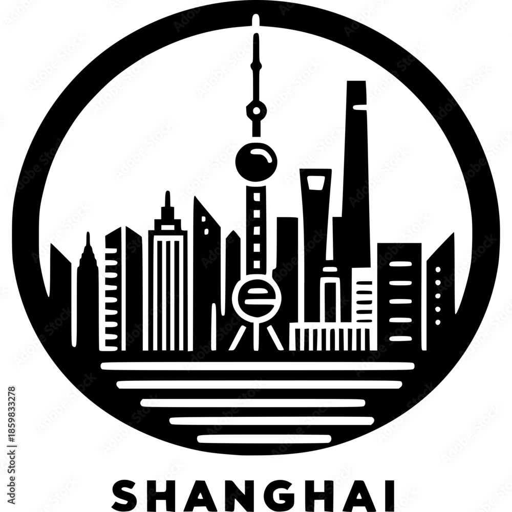Obraz premium Shanghai Skyline Vector Icon