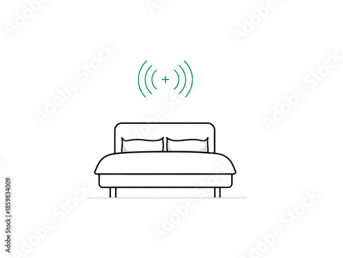 Smart Bed with Wireless Signal - Connected Sleep Technology Icon