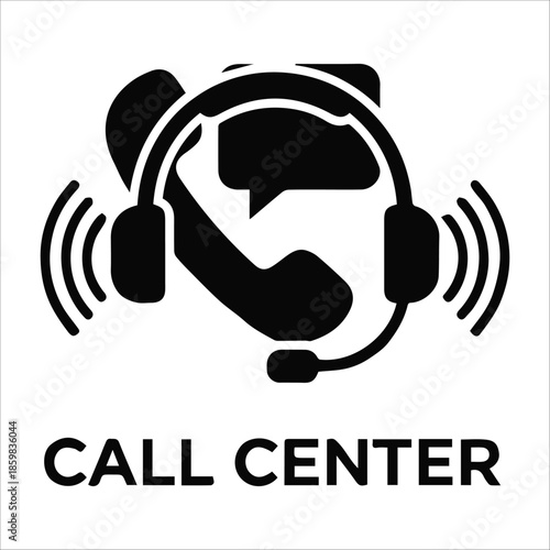 Call Center Vector Icon, Customer Service Hotline Symbol on White Background
