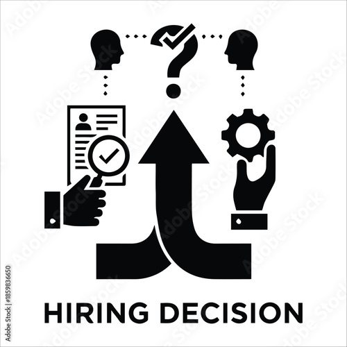 Hiring Decision Vector Icon, Recruitment Approval and Selection Symbol on White Background
