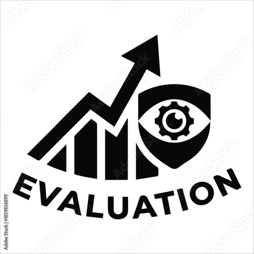 Business Evaluation Icon, Performance Assessment and Analysis Vector, Black and White Office Symbol on White Background
