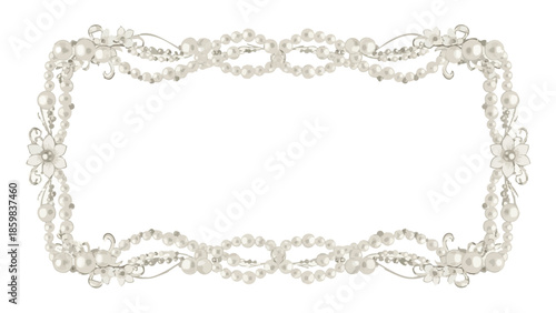 Elegant pearl wedding border frame for invitations and designs  