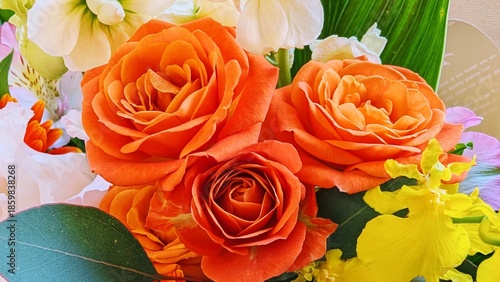 beautiful bouquet of orange roses