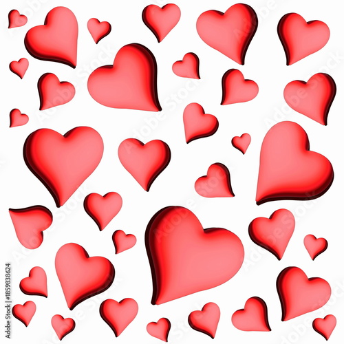 Cuori rossi tridimensionali