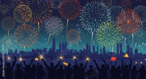 fireworks in the city