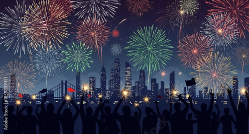 fireworks in the city