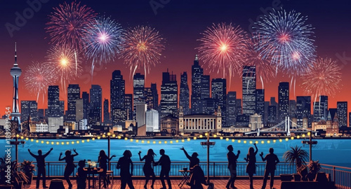 fireworks over the city