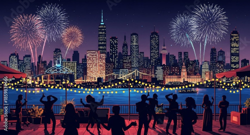 fireworks in the city