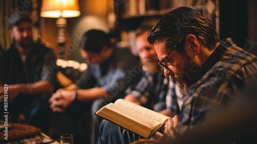 Men’s Bible Study Group Meeting Indoors