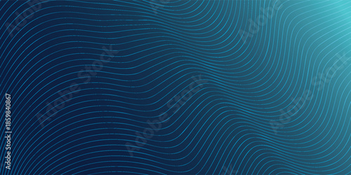 Abstract Blue Gradient Wavy Lines Background.