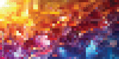 Abstract Pixelated Background with Vibrant Colors and Light Effects.