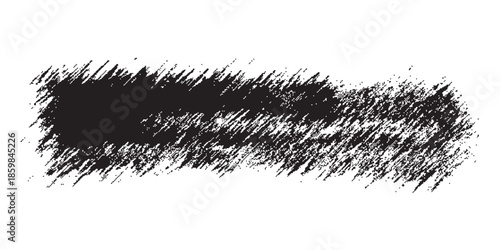 Abstract Black Brush Stroke with Textured Grungy and Rough Appearance.