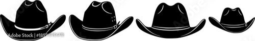 Set of Cowboy Hat silhouette vector illustration isolated On Transparent Background
