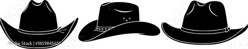 Set of Cowboy Hat silhouette vector illustration isolated On Transparent Background
