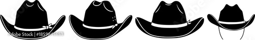 Set of Cowboy Hat silhouette vector illustration isolated On Transparent Background
