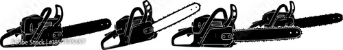 Set of Chain Saw silhouette vector illustration isolated On Transparent Background
