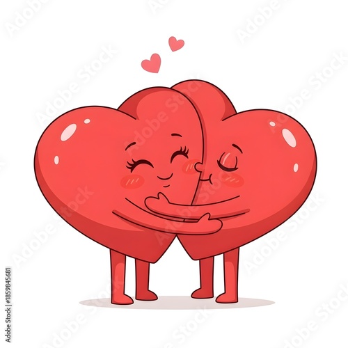 Two hearts hugging each other in a romantic way