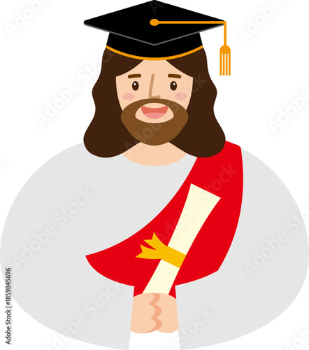 졸업모자를 쓴 예수님