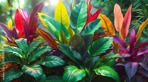 Colorful Natural Plants with Lush Foliage and Fresh Botanical Harmony