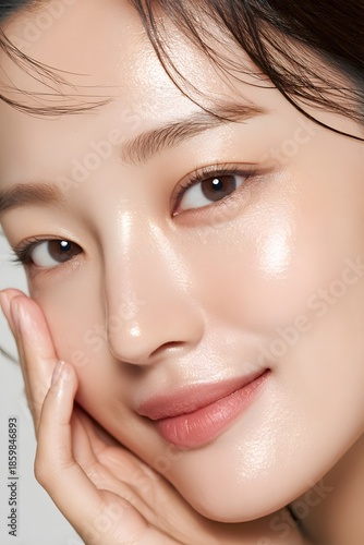 Minimal Beauty Portrait of a Woman with Glowing Smooth Skin