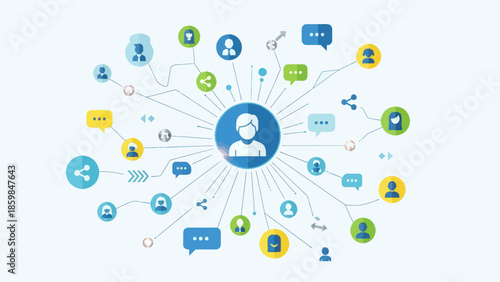 Person connected to social media.