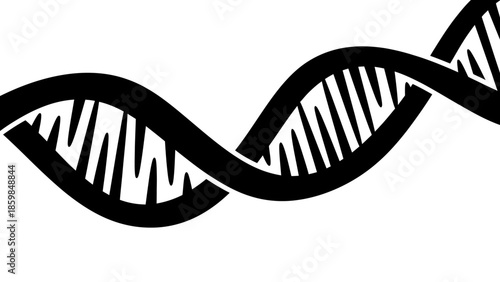 Stylized Black and White DNA Double Helix Icon for Scientific and Medical Concepts