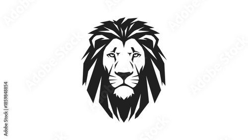 Stylized Black and White Lion Head Emblem Logo Design