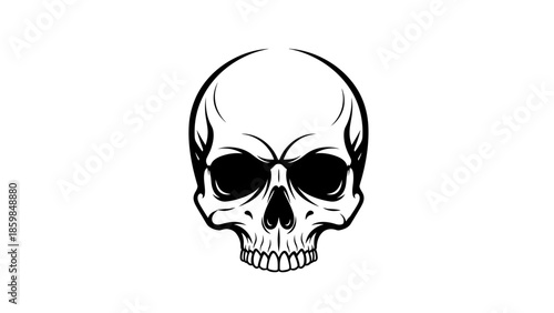 Stylized black and white skull graphic with empty space for design