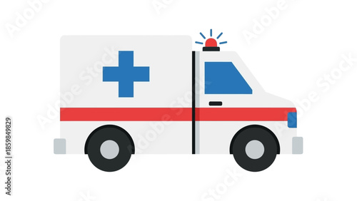 Ambulance Vehicle with Red Light.