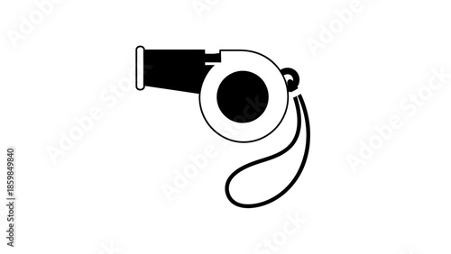 Black and White Whistle Illustration.