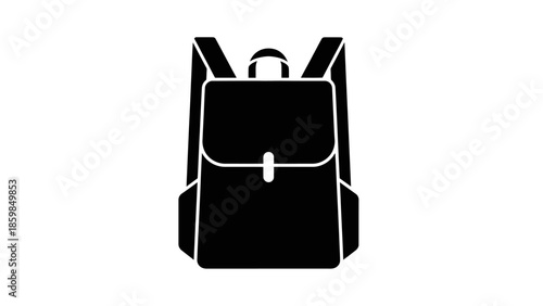 Black Backpack with Straps and Buckle.