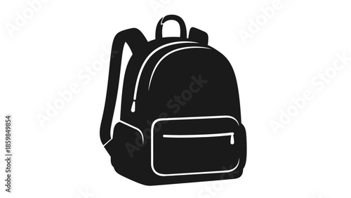Black Backpack with White Outline Details.