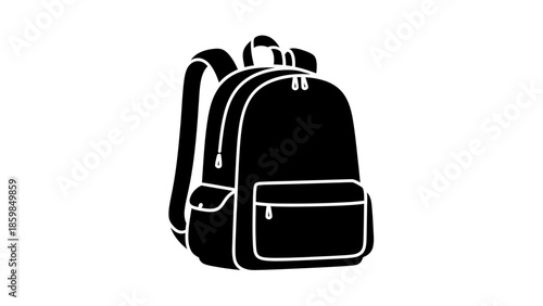 Black Backpack with Pockets and Straps.