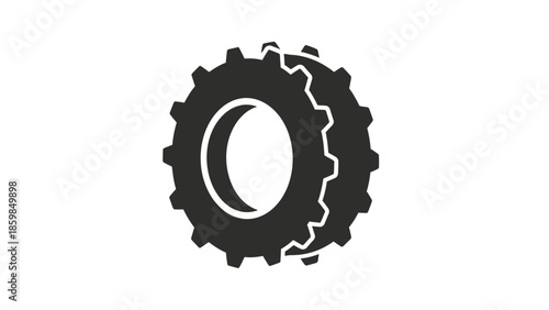 Black Gear with Damaged Teeth Illustration.