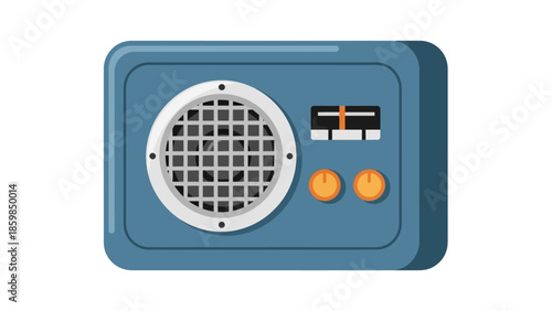 Blue Portable Radio with Orange Buttons.