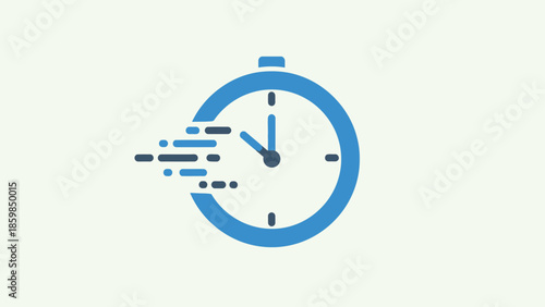 Blue Stopwatch Icon with Motion Effect.