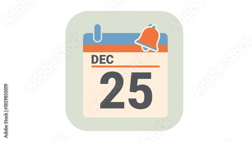 Calendar Icon Showing December 25 Date.