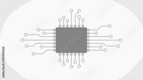 Central Microchip Processor with Circuit Connections.