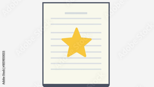 Certificate with Gold Star on White Background.